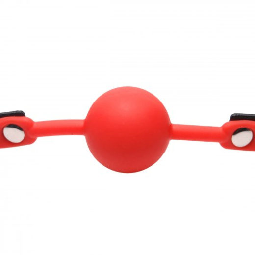 Ballknebel Silikon m. Kunstlederband abschliessbar 4.2cm Durchmesser rot-schwarz von FRISKY günstig kaufen