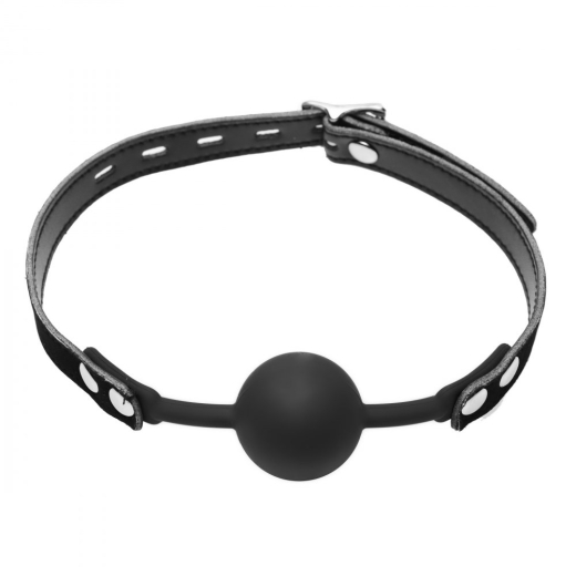 Ball Gag Silicone w. Leather Strap lockable Hush 4.2cm Ball-Diameter adjustable Head-Strap by MASTER SERIES buy