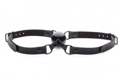 Ball-Gag w. Silicone Ball Double Mouth Gag PU-Leather