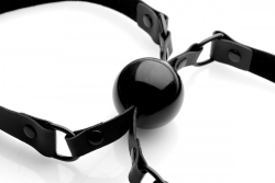 Ball-Gag w. Silicone Ball Double Mouth Gag PU-Leather