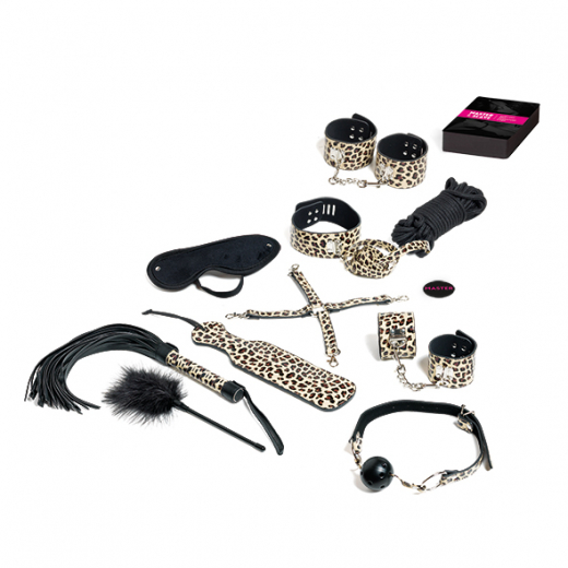 BdSM Spiel & Fesselset Master & Slave Leopard Kunstleder 24 Spielkarten in 10 Sprachen Game mit SM-Zubehör kaufen