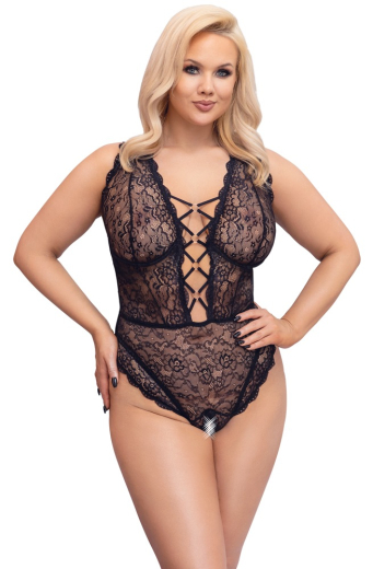Body Suit underwired open Crotch Lace large Sizes black