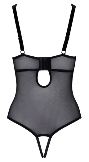 Body ouvert Feinnetz & Blütenspitze m. Strass