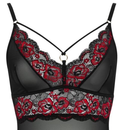 Body ouvert Feinnetz & zweifarbige Spitze