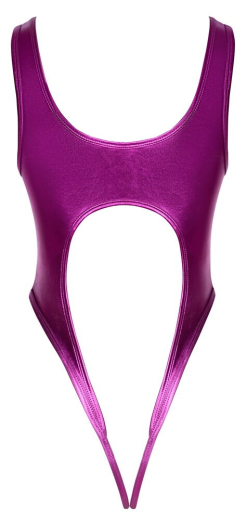 Body ouvert Wetlook metallic-pink minimalistisch hohe Bein-Ausschnitte elastisch von COTTELLI LINGERIE kaufen