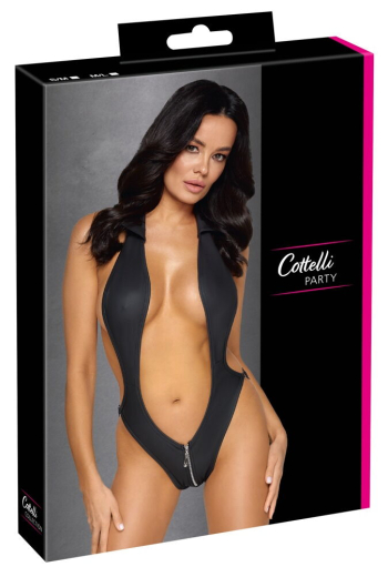Body rückenfrei Mattlook provokativ offene Front Po mit Stretchbändern Nackenträger mit Kragen von COTTELLI kaufen