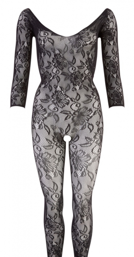 Bodystocking Blumenspitzenoptik m. 3/4 Arm schrittoffen
