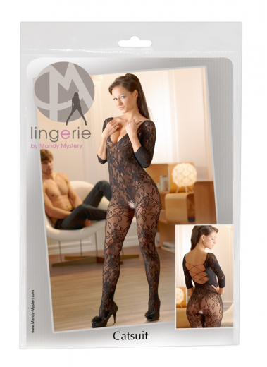 Bodystocking Blumenspitzenoptik m. 3/4 Arm schrittoffen