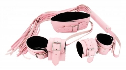 Set bondage per principianti in finta pelle 6 pezzi rosa