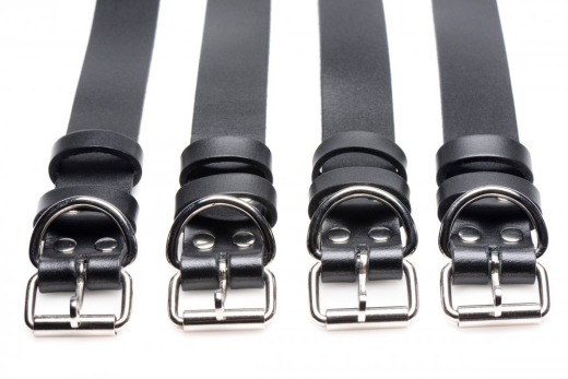 Bondage Lanières de cheville verrouillables Lot de 4 cuir de différentes longueurs BdSM-Bondage à bas prix