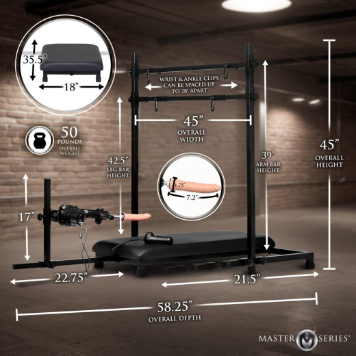 Bondage Sexliege m. Fickmaschine Breed Master BdSM Fessel-Sexmöbel verstellbar von MASTER SERIES kaufen