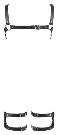 Brustharness m. Oberschenkelfesseln Leder 900g schwer Echtleder-Riemenharness für Damen von ZADO günstig kaufen