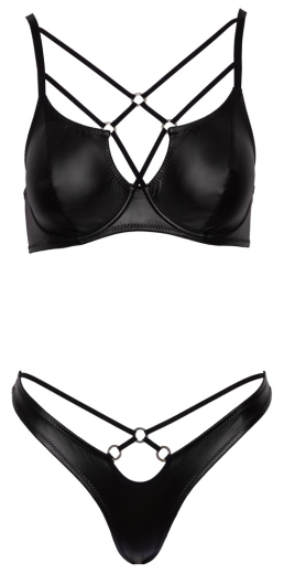 Underwired Bra & Thong w. Strap-Details Mattlook