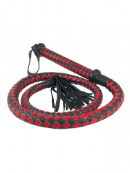 Bullwhip braided Arabian Whip 170cm PU-Leather red-black
