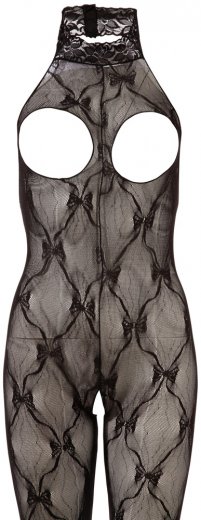 Combinaison avec bretelles pour la nuque, dentelle, entrejambe ouvert