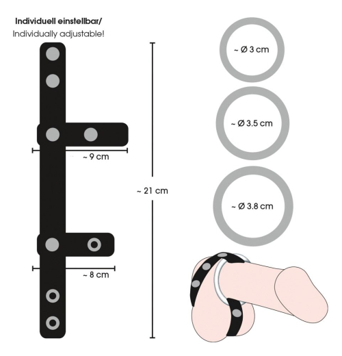 Cock Ring Harness w. Ball Separator PU-Leather