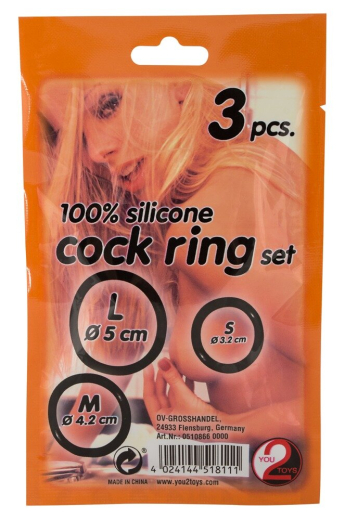 Cock-Rings Set Silicone 3 Pc. black