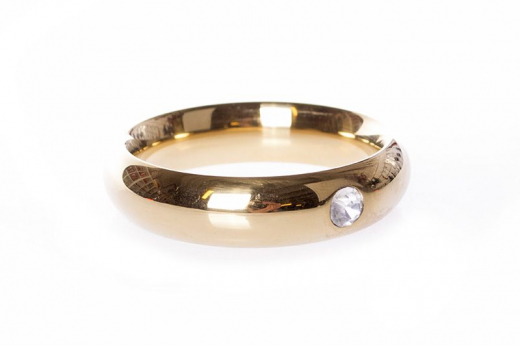 Cockring Donut m. Schmuckstein 45mm goldfarben Edelstahl