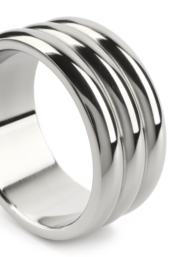 Cockring Elegant Triple Edelstahl 45mm mit doppeltem Rillendesign glanzpoliert von MR STEEL günstig kaufen