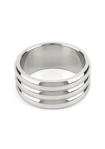 Cock Ring Elegant Triple Stainless Steel 50mm wide elegant Penis Ring deep double Groove-Design by MR STEEL buy