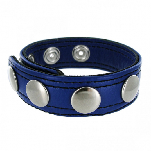 Cock Ring Leather Speed Snap blue
