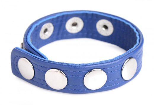 Cock Ring Leather Speed Snap slim blue