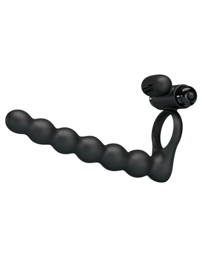Cock Ring w. Anal Beads & Vibration Hercules Silicone