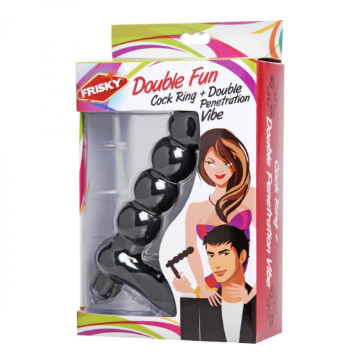 Cockring m. Dildo & Vibration Double Fun Silikon zur Doppel-Penetration Kugeldildo m. dehnbarem Ring von FRISKY kaufen