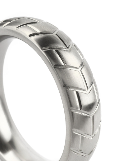 Cock Ring Mega Tire brushed Stainless Steel 55mm w. Tire Thread Design matte Satin-Finish by MR STEEL buy