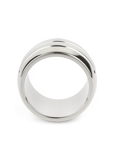 Cock Ring w. Grooves Oval Barrel Stainless Steel 40mm glossy polished wide & heavy Penis Ring by MR STEEL buy cheap