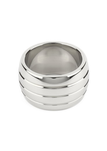 Cock Ring w. Grooves Oval Barrel Stainless Steel 40mm glossy polished wide & heavy Penis Ring by MR STEEL buy