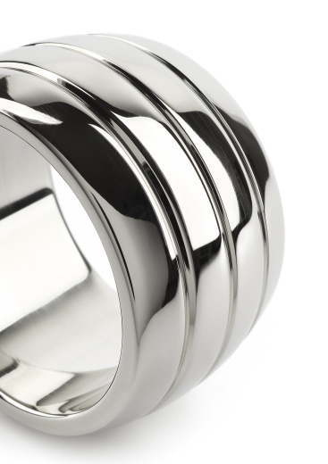 Cock Ring w. Grooves Oval Barrel Stainless Steel 40mm wide & heavy Penis Ring by MR STEEL buy cheap