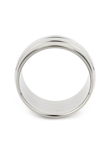 Cock Ring w. Grooves Oval Barrel Stainless Steel 55mm glossy polished wide & heavy Penis Ring by MR STEEL buy cheap
