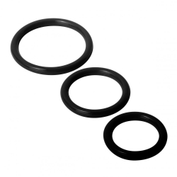 Cockrings en silicone 3-pièces noir