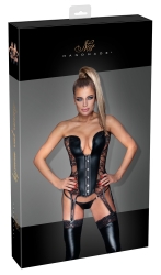 Corsage m. 6 Strapsen Wetlook & Spitze