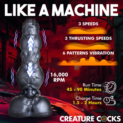 Creature Cocks Cyborg Cock thrusting Fantasy Vibrator w. Remote 3 Thrust-Speed 3x7 Vibro-Modes rechargeable buy