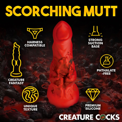 Creature Cocks Dildo Fire Hound large Silikon Feuerhund Hundepenis-Dildo rot-schwarz günstig kaufen