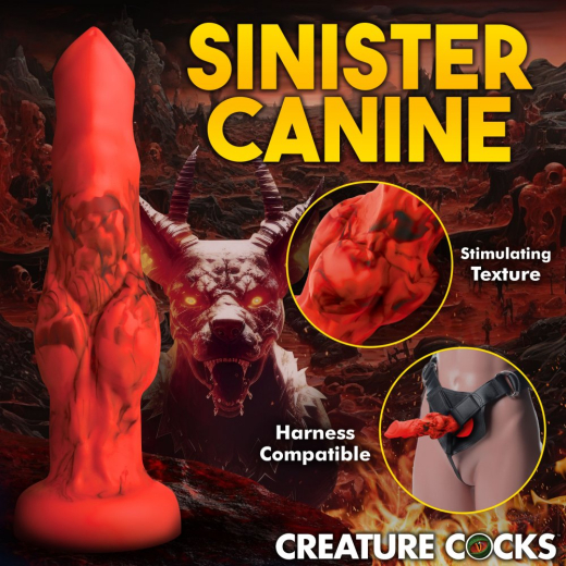 Creature Cocks Dildo Fire Hound large Silikon rot-schwarz Fantasie-Dildo Feuerhund Dual Density günstig kaufen