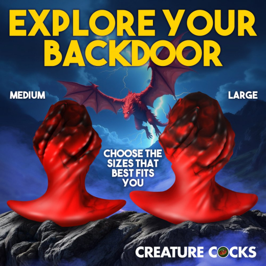 Creature Cocks Dragonspawn Fantasy Analplug Silikon large rot-schwarz in Drachenei-Form breite Basis günstig kaufen