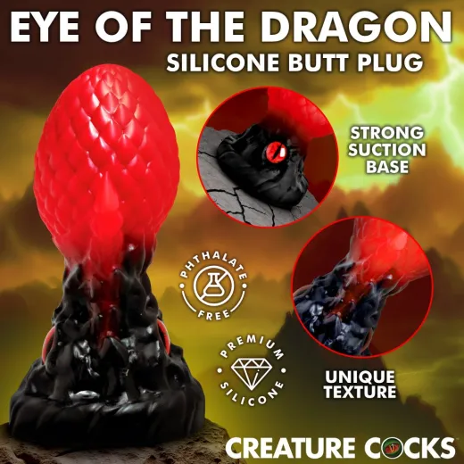 Creature Cocks Eye of the Dragon Fantasie-Analplug Silikon rot mit starkem Saugfuss schuppenartige Textur kaufen