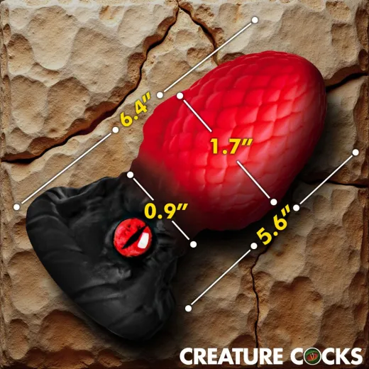 Creature Cocks Eye of the Dragon Fantasie-Analplug Silikon rot mit Saugfuss schuppenartige Textur günstig kaufen