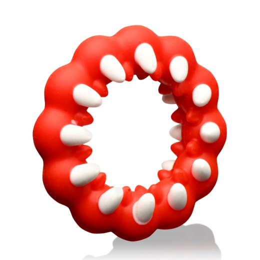 Creature Cocks Fangs Silikon Cockring m. Zähnen Fantasie-Penisring dehnbar rosa mit weissen Reisszähnen genoppt kaufen