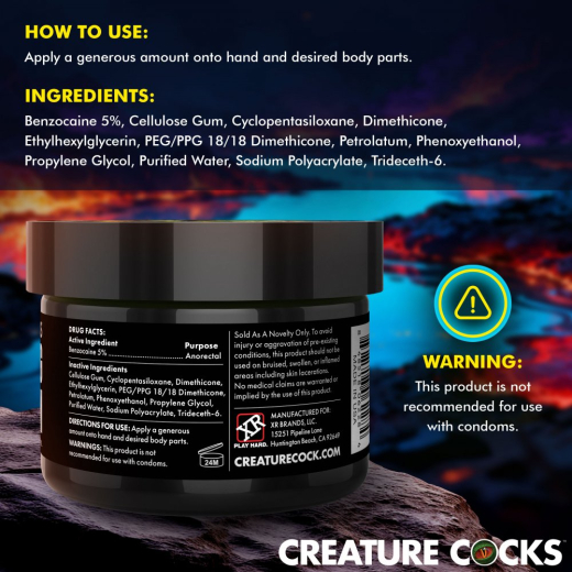 Creature Cocks Fisting Cream desensitizing 236ml with 5% Benzocaine thick white Formula by CREATURE COCKS buy cheap