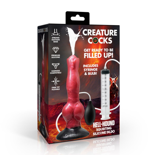 Creature Cocks Hell Hound Silikondildo m. Spritzfunktion mit Spritze & Ballpumpe Fantasiedildo günstig kaufen