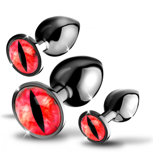 Creature Cocks Sinister Eye red Metal Butt Plug 3 Pc Set Fantasy Anal Toys with Glass-Eye by CREATURE COCKS buy cheap