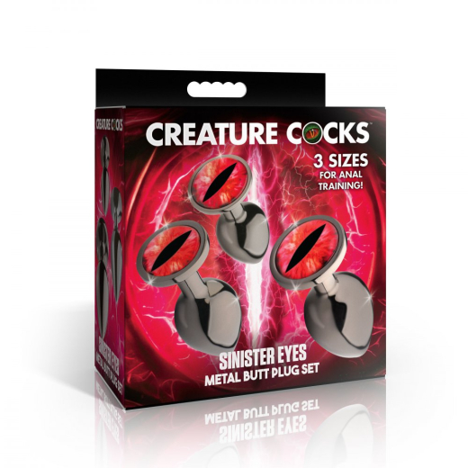 Creature Cocks Sinister Eye red Metal Butt Plug 3 Pc Set w. Glass-Eye by CREATURE COCKS buy cheap