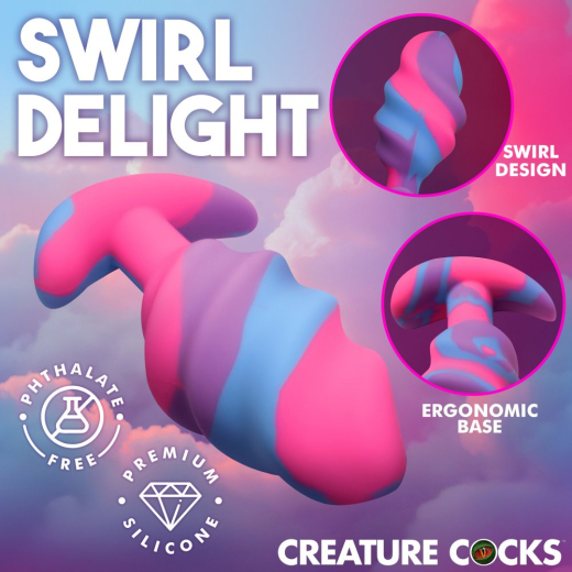 Creature Cocks Unicorn Swirl Analplug Silikon large Fantasie-Plug mit Spiralrippen gebogene ergonomische Basis kaufen