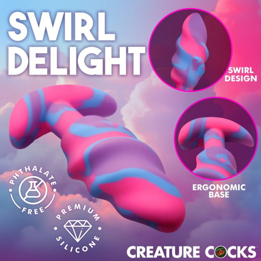 Acheter Creature Cocks Unicorn Swirl Analplug Silicone medium Plug fantaisie avec nervures en spirale base ergonomique à bas prix