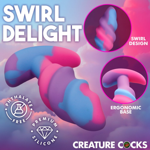 Creature Cocks Unicorn Swirl Analplug Silikon small Fantasie-Plug mit Spiralrippen ergonomische Basis kaufen