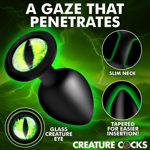 Creature Eye Silikon Analplug m. Glasauge medium mit grünem Katzenauge klassische Form von CREATURE COCKS kaufen